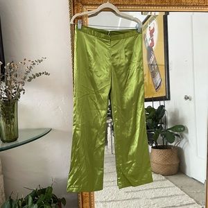 Vintage green silk/satin flare pants!